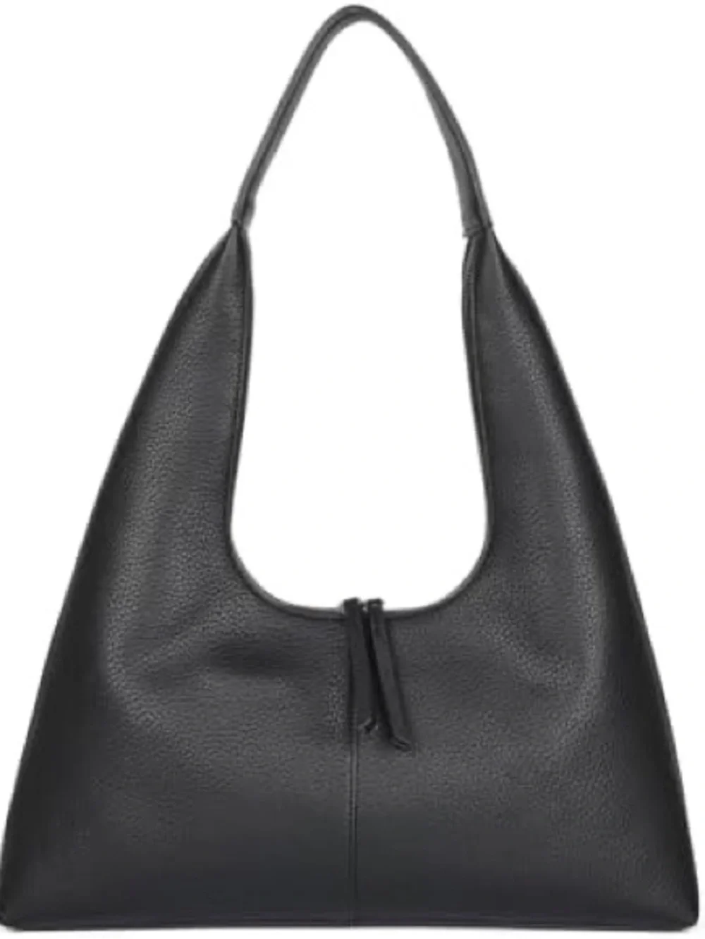 Black Leather Hobo Shoulder Bag
